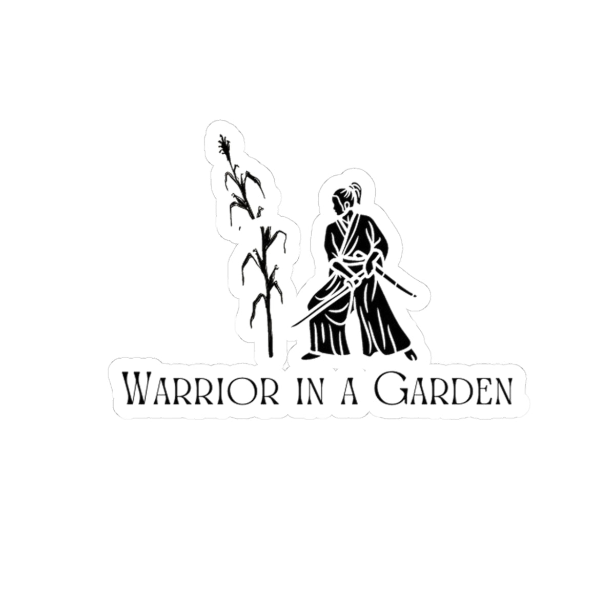 Warrior in a Garden Vinyl Sticker – Samurai Gardener Illustration