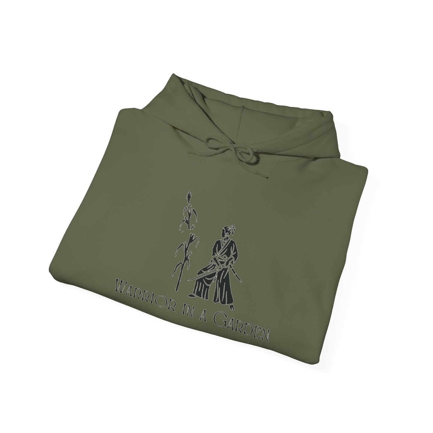 Warrior in a Garden Hoodie – Samurai Cornstalk Cut Illustration